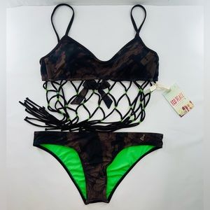 AQUA GREEN ECO PEACE 2 PC BIKINI 👙 SIZE MEDIUM BRAND NEW WITH TAGS